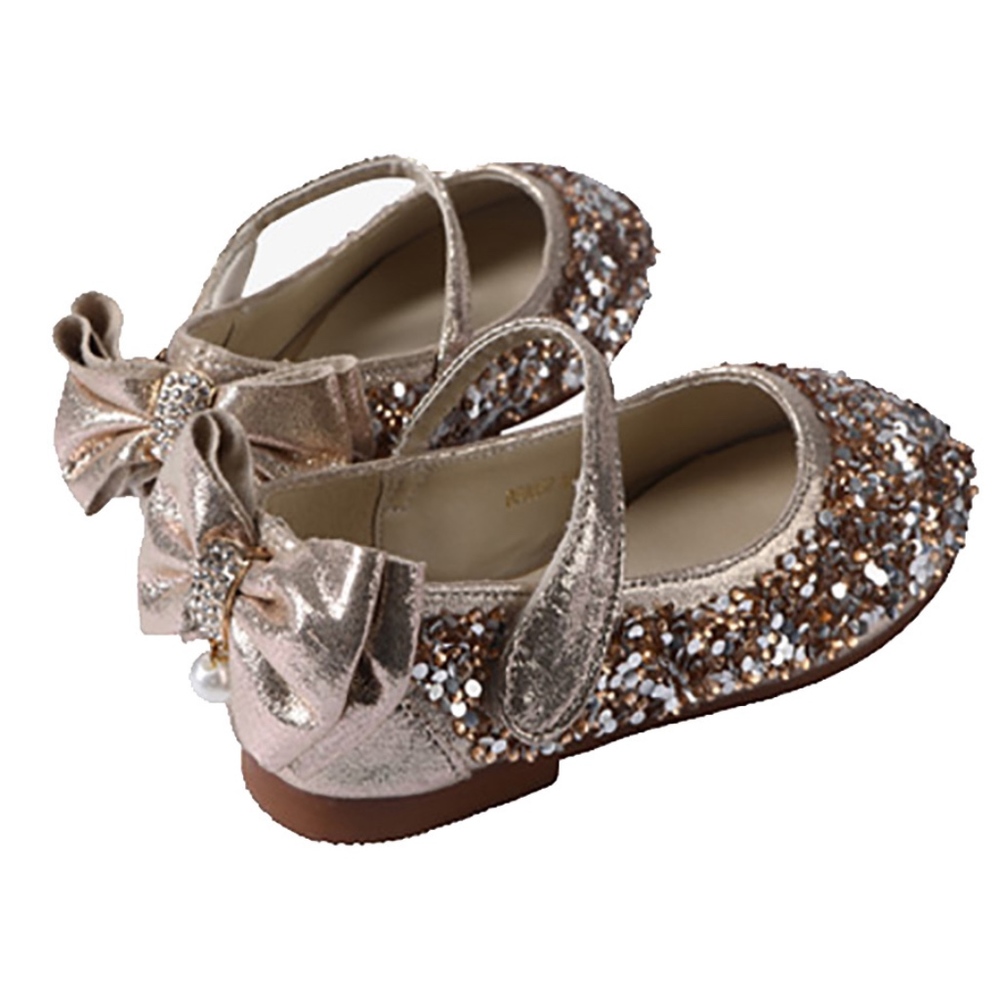 Girls Mary Jane Sparkle Gold Dress Shoes